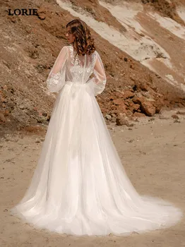 LORIE din Dantela ivoire Rochii de Mireasa O Linie Puff Maneca Rochii de Mireasa Cu 3D Floweers 2021 vestidos de novia de Nunta Rochii de Mireasa