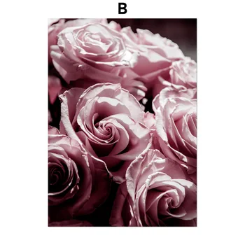 Mare Bujor Roz de Flori de Trandafir, Frunze de Arta de Perete 5D DIY Turnat Lipici Diamant Pictura Kituri Dantelate Margine de Perete Camera de zi, Salon de Decor