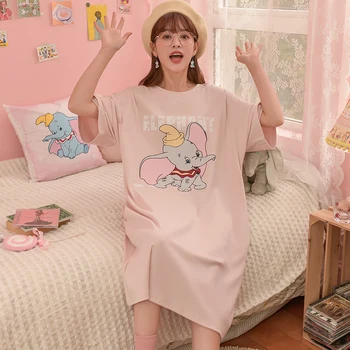 Mare Ureche Elefantul Dumbo Cămașă De Noapte Doamnelor Femei Roz Cămăși De Noapte O-Neck Bumbac Sleepwear Anime Costum Liber De Mari Dimensiuni Homedress