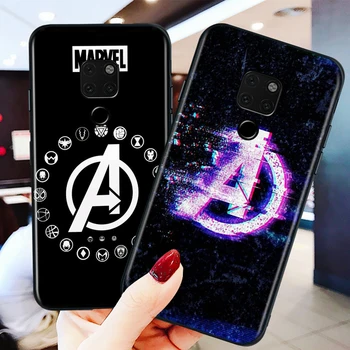 Marvel Avengers Logo-ul pentru Huawei Mate 40 RS 30 20 X 10 P Inteligente Z S Lite Pro Plus 2020 2021 Negru Caz de Telefon