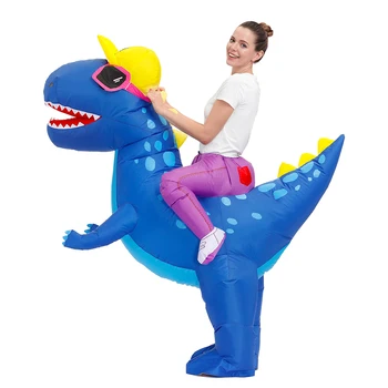 Mascota Gonflabile Dinozaur Costume Imprimate cu Albastru de Halloween Cosplay Costum de T-rex Petrecere de Lux Disfraz pentru Adulți