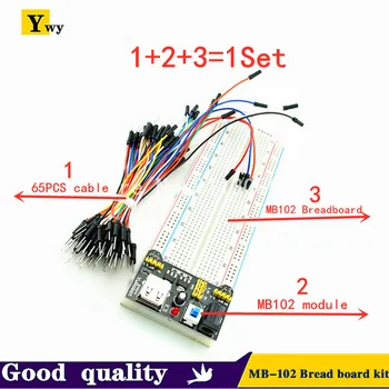 MB102 Breadboard modul+ MB-102 830 puncte Solderless Prototip Pâine bord kit + 65 cabluri Flexibile transport gratuit