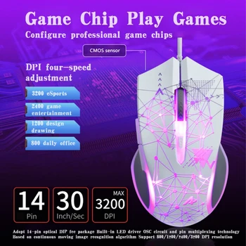 Mecanic cu Fir Mouse de Gaming 6 Buton de Programare Macro Variabile de Respirație Lumina USB Mouse de Calculator