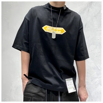 MIHARA YASUHIRO stil Japonez stil de stradă cu mânecă scurtă pentru bărbați colier imprimat bumbac jumătate cu mâneci sus T-shirt