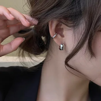Moda coreeană Lanț Tassel Clipuri Geometrice Scrisoare C Stud Cercei Set pentru Femei Fata Kpop Cercei Bijuterii