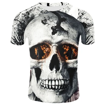 Moda de vara tricou barbati 2021 craniu 3D de imprimare barbati top respirabil T-shirt streetwear de imprimare T-shirt pentru bărbați de mari dimensiuni