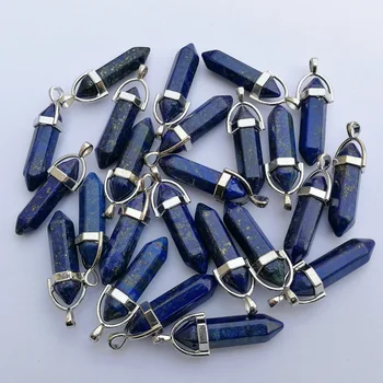 Moda Lapis lazuli 24pc piatra naturala de cristal de Înaltă calitate pilon Pandantive & coliere pentru a face Bijuterii farmec transport Gratuit