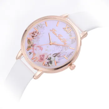 Moda pentru femei simplu cuarț ceas de imprimare disc casual culoare solidă curea din piele cuarț ceas cadou de vacanță часы мужские 50*