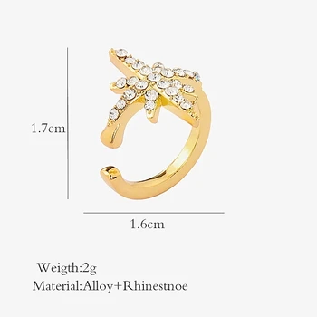 Moda Simplu Forma de Stea Zircon Ureche Bantă pentru Femei Fermecătoare Cristal Clip pe Cercei Earcuff Fără Piercing Cercei Bijuterii