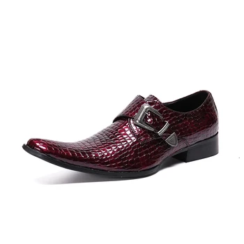 Model sarpe Oameni de Partid Pantofi din piele naturală italiană Manual de Afaceri Pantofi Oxford Rosii Catarama Călugăr Curea Barbati Pantofi de Nunta