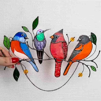 Multicolor de Păsări pe un Fir de Înaltă Colorate Suncatcher Fereastra Panou de Pasăre Serie de Ornamente Pandantiv Colorat pasăre Acasă Decorare Cadou