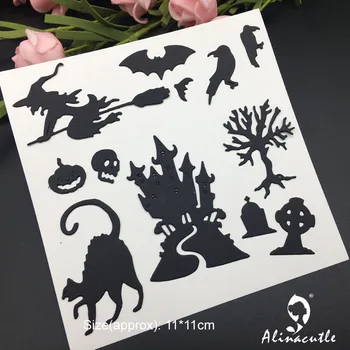 Muri Tăiate De Metal De Tăiere Set Halloween Pisica Alinacraft Scrapbooking Album Papercraft Handmade Card Stencil Art Cutter Pumn Mor