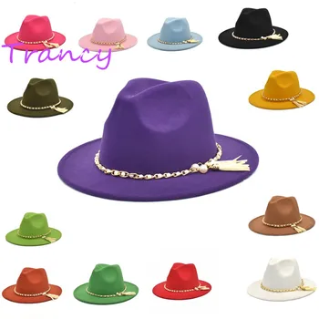 Măsline pălării roșii margine largă Panama pălărie de fetru pentru bărbați jazz pălărie biserica capacul de sus britanice femei pălării pălării pentru bărbați шляпа женская