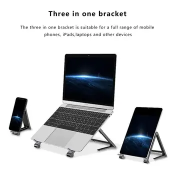 NBDZJ 3 IN 1 Mini Pliere Laptop Stand Pentru Telefon Mobil, Tableta Sta Aliaj de Aluminiu Reglabil Non-alunecare de Notebook-Suport Pentru Mac