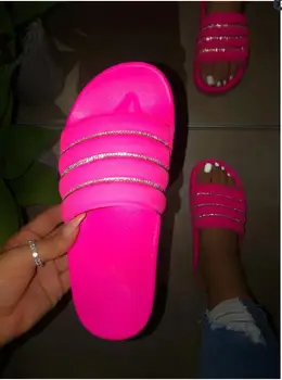 Noi 2020 femei plajă papuci de cauciuc pantofi femei flip flops femei stras sildes bomboane sandale exterior apartamente cu ridicata drop