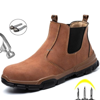 Noi, De Siguranță, Pantofi Pentru Bărbați Pantofi De Iarna Chelsea Cizme Barbati Steel Toe Pantofi Ghete Barbati Impermeabile Cizme Din Piele Sudor Pantofi De Lucru