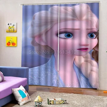 Noi Digitale Imprimate Fereastră Perdele Congelate 2 Elsa Anna Printesa Personalizate Draperii pentru Dormitor, 2 Panouri de Lungime Scurtă