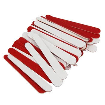 Noi din Lemn, Fișiere de Unghii Dublu Partea 500pcs/lot Red White Nail Art Șlefuire Fișiere Tampon Pentru Salon de Manichiura UV Gel de Polisat Instrument