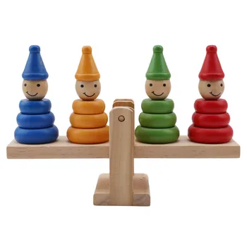 Noi Montessori Din Lemn Clovn Curcubeu Stivuitor Balansoar Scară De Echilibru Bord Joc De Echilibrare Copii De Educație Timpurie Jucarii Copii Juguete