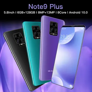 Noua Nota 9 Plus 5.8 Inch 6GB+128GB 5G Telefonul Mobil Android 9.1 3800mAh Baterie 8+Camera de 16MP Fata ID-ul de Smartphone-uri Dual SIM Global