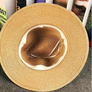 Noua Primavara-Vara Pălării Pentru Femei Margele de Flori cu Boruri Largi Jazz Pălărie Panama Parasolar Plaja Pălărie Floare Pearl nit Pălărie de Paie