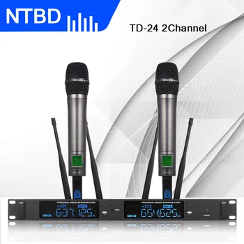 NTBD Conferință de nuntă Cântând Karaoke Performanță Etapă TD-24 Profesionale Microfon fără Fir 2 canale 2 handheld Dinamic