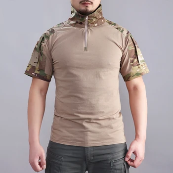 Oamenii de Vara Tricou Army Paintball Tactic T-Shirt cu Maneci Scurte Militare de Camuflaj Bumbac Tricouri Drumeții Hunt Haine 4XL