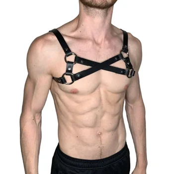 Omul BDSM Ham din Piele PU Fetish Homosexuali Lenjerie Erotica Body Cușcă Piept Sex Costume Clubwear Sexy Cosplay Topuri Curele pentru Sexuală