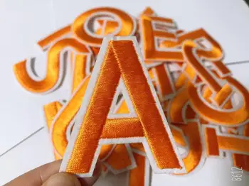 Orange Scrisori de Patch-uri de Alfabet Aplicatii Brodate îmbrăcăminte sau blugi sau sac de decor fier pe patch-uri