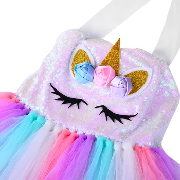 Paiete Pastelate Fete Unicorn Rochie cu Timp Final Unicorni Costum pentru Copii Fata de Printesa Petrecere, Rochii de Halloween