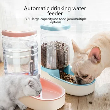 Pet Automată Waterer Alimentator Distribuitor produse Alimentare Portabil Pisică Câine de Apă Potabilă Alimentator Dozator pentru Câine Pisică 3.8 L de Depozitare a Alimentelor 3,5 L