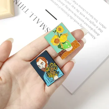 Pictură în ulei de Email Ace Personalizate Țipătul de Floarea-soarelui de Van Gogh Broșe Sac de Haine Pin Rever Insigna de Arta Bijuterii Cadouri pentru Prieteni