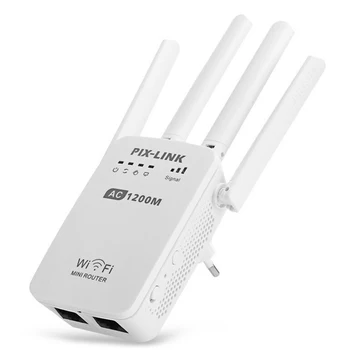 PIXLINK AC1200 Repetor WIFI/Router/Punct de Acces Wireless 1200Mbps Range Extender Wi-Fi, Amplificator de Semnal 4 Antene Externe