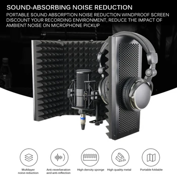 Pliabil Reglabil Absoarbe Sunetul Vocal Înregistrare Panou Portabil De Izolare Acustică Microfon Scut Placa De Sunet-Dovada
