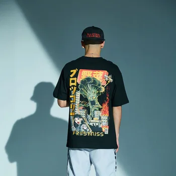 Primavara Barbati Hip Hop Tricou Japonez Harajuku Monstru De Desene Animate T-Shirt Streetwear Topuri De Vara Tricouri Bumbac Tricou Supradimensionat HipHop
