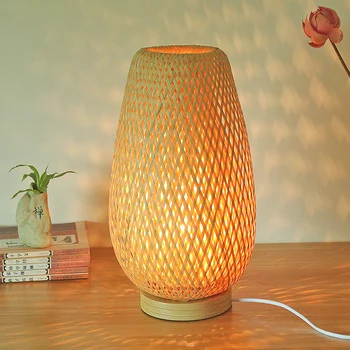 Produse de bambus împletit de mână lampa de masa dormitor noptieră lampa estompat Japonez de sud-est industrie stil cald lampă de noapte