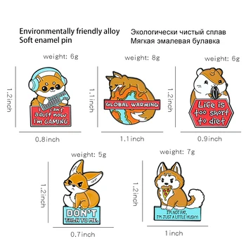 QIHE BIJUTERII Animal Citat Rever Pis Husky Hamster Câine Insigne Fox Email Pin Citat Amuzant Broșe Proteja Animalele de Bijuterii