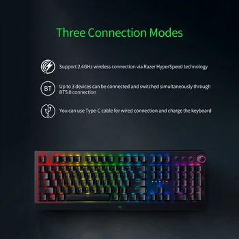 Razer BlackWidow V3 Pro Wireless Gaming Keyboard Razer Chroma RGB Tastatură Mecanică cu Razer Verde Comutator Mecanic