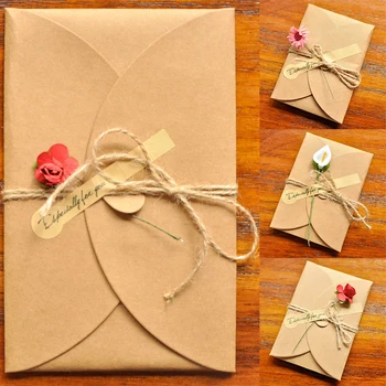 Retro Hârtie Kraft Felicitari Flori Uscate De Epocă Vacanță Invitații Vă Mulțumesc Carduri Nunta Petrecere De Ziua Consumabile
