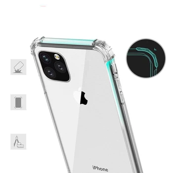 Rezistent la șocuri de Caz Pentru iPhone 11 12 Pro Max Mini X XS XR Spate Silicon Cover Pentru Apple iPhone SE 2020 6 7 8 Plus Transparent Coque