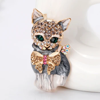 RINHOO Vii Arc Drăguț Câine Broșe Pentru Femei de Lux Stras Design Animal Broșă Pin Noua Moda Bijuterii de Înaltă Calitate, Cadou