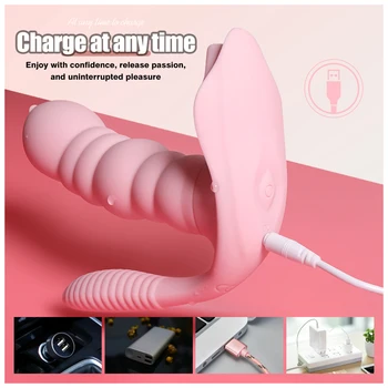 Roz Wireless Vibrator pentru Femei Masturbator Lins&Suge Vibratorul 3 in 1 Stimulator Clitoris Vagin Masaj Erotic Sex Shop