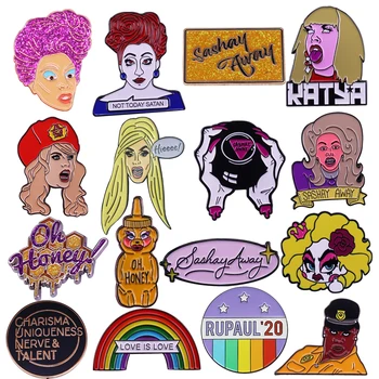 RuPaul lui Drag Race DragQueen Email Pin Broșe de Desene animate Creative Metal Brosa Ace Denim Pălărie Insigna Guler Bijuterii
