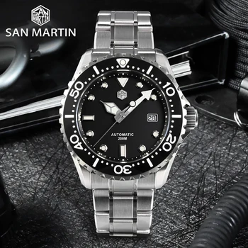 San Martin Ceas Diver 44mm Clasic de Lux Barbati Ceas de Înaltă Calitate Automată Ceasuri Mecanice de Sticlă de Safir Data 20Bar Reloj