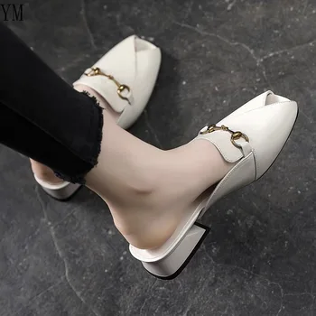Sexy Catâri Pantofi Femei cu Toc Pătrat Sandale de Vara Diapozitive Doamnelor 2021 Sexy Peep toe Zapatillas Casa Mujer sunt sensibili 35-40