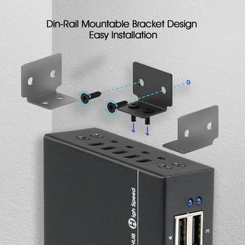 Sipolar 4 Porturi Industriale Mini USB 2.0 metal Hub cu montaj pe Perete Pentru PC asamblare linesServer Rack