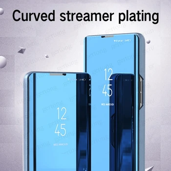 Smart Mirror Caz Flip pentru Samsung Galaxy A52 A72 A32 A12 Translucid Vedere Clară Argintat Corp Plin Capac rezistent la Șocuri Funda