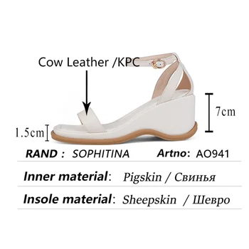 SOPHITINA Femei Sandale Concis Pene Platforma Premium din Piele Sandale de Curea Glezna Capac Toc de Vară de Moda Pantofi de damă AO941