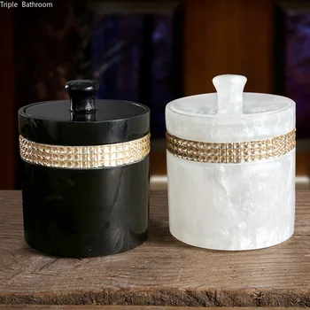 Stil European Perla Textura Rășină Cutie de Depozitare Acasă Dormitor, Container Cosmetice Scobitoare Machiaj Tampon de Bumbac Recipient cu Capac