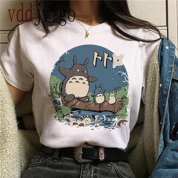 Studio Ghibli Spirited Away Hayao Miyazaki Kawaii Print T-shirt Femei Harajuku Totoro Tricou Alb Topuri Anime Femei T Shirt